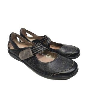 Remonte‎ Mary Jane Shoes Comfort Floral Detail Brown Leather EU 41 US 9.5